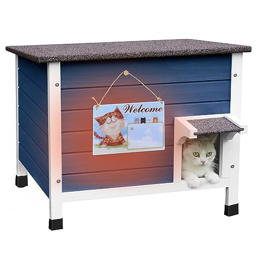 Deblue Katzengehege Outdoor für den Winter, 100% Isoliertes Katzenhaus für Katzen im Freien, wetterfestes Feral Katzenhaus mit umlaufendem Schaum-Blau von Deblue