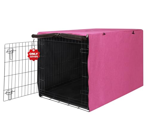 Deblue Strapazierfähige Abdeckung für Hundekäfige, Privatsphäre, universal, passend für 107,7 cm Drahtkäfig, Polyester-Kistenabdeckung für 1, 2, 3 Türen, Rosa von Deblue