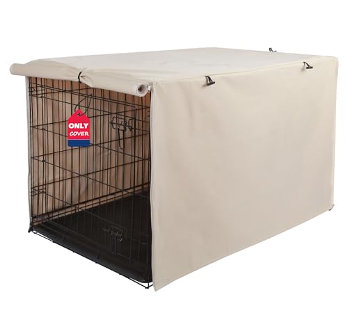 Deblue Strapazierfähige Abdeckung für Hundekäfige, Privatsphäre, universal, passend für 122,9 cm Drahtkäfig, Polyester-Kistenabdeckung, passend für 1, 2, 3 Türen, Hellbraun von Deblue