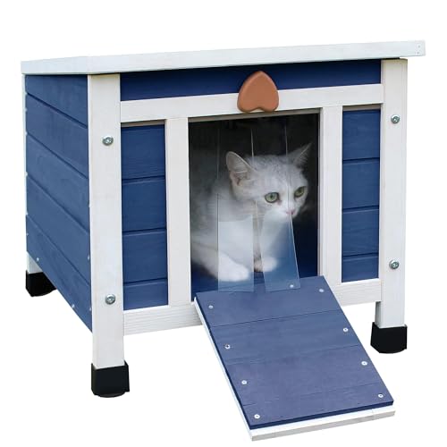 Katzenhaus Isoliert für Outdoor-Katzen, wetterfestes Katzenhaus Streu, Katzenhaus, Outdoor-Katzenhaus, Blau von Deblue