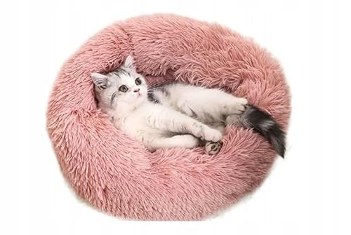 Deccart - Hundebett für kleine Hunde Rund - Katzenbett - Hundekissen Donut-Kissen Katzenbett Flauschig Katzenkissen - Schlafplatz für Katzen und Hunden - 40 cm Rosa von Deccart