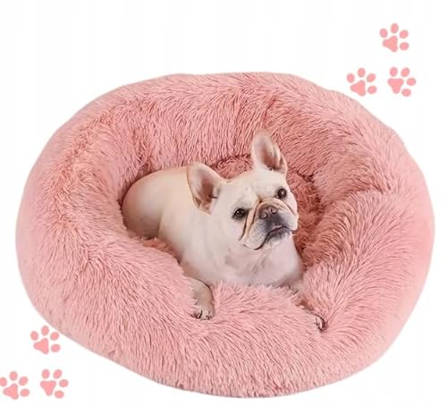 Deccart - Hundebett für kleine Hunde Rund - Katzenbett - Hundekissen Donut-Kissen Katzenbett Flauschig Katzenkissen - Schlafplatz für Katzen und Hunden - 60 cm Rosa von Deccart