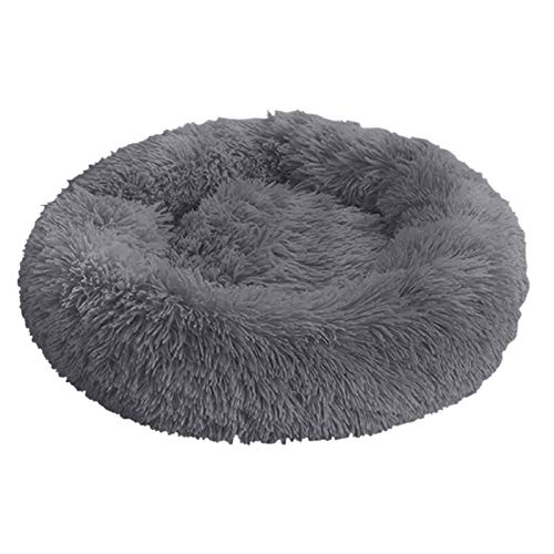 Decdeal Donut Katzenbett Rundes Plüsch Hundebett Weiches Plüsch Rundes Hundenestkissen Selbstwärmendes Snooze Sleeping Pets Kissen von Decdeal