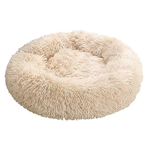 Decdeal Donut Katzenbett Rundes Plüsch Hundebett Weiches Plüsch Rundes Hundenestkissen Selbstwärmendes Snooze Sleeping Pets Kissen von Decdeal