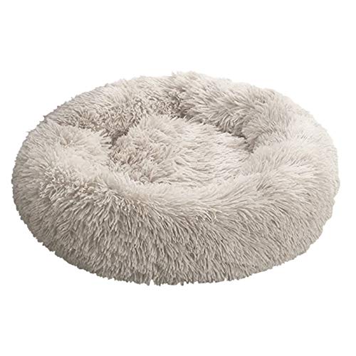 Decdeal Donut Katzenbett Rundes Plüsch Hundebett Weiches Plüsch Rundes Hundenestkissen Selbstwärmendes Snooze Sleeping Pets Kissen von Decdeal