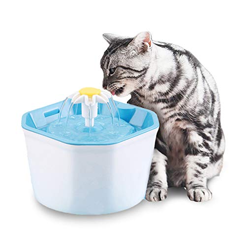 Decdeal Trinkbrunnen Katzen Hunde Wasserspender 1.6L Automatisch Leise Haustier Wasserbrunnen von Decdeal