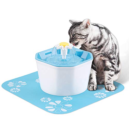 Decdeal Trinkbrunnen Katzen Hunde Wasserspender Automatisch Leise Haustier Wasserbrunnen 1.6L mit Silikon-Matte von Decdeal