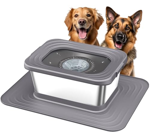 Decflow 10L Edelstahl Hund Wassernapf, kein Verschütten Anti-Splash Hundenäpfe mit XXL-Silikonmatte, auslaufsicher, langsamer Feeder für unordentliche Trinker, robuste Haustiernäpfe für den Innen- und Decflow 10L Edelstahl Hund Wassernapf, kein Verschütten Anti-Splash Hundenäpfe mit XXL-Silikonmatte, auslaufsicher, langsamer Feeder für unordentliche Trinker, robuste Haustiernäpfe für den Innen- und von Decflow