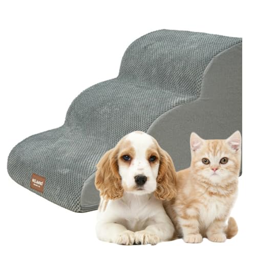 Hundetreppe, Hundetreppe mit weichen Anti-Rutsch-Partikeln, 3 Bogen-Schaumstofframpen für Haustiertreppe, langlebig, universelle Hundetreppe, Hundetreppe für Bett/Sofa, Hunderampe, Hundetreppe für von Dechoga