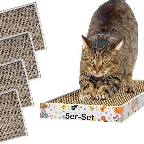 Kratzbrett für Katzen Kratzi Pad 5er-Set 46,5 x 17,5 x 3,4 cm Kratzpappe Kratzmatte Krallenpflege von DecoHomeTextil Heimtextilmanufaktur