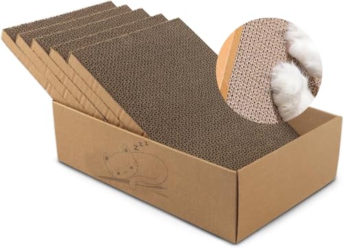 Kratzbrett für Katzen Tiger Box mit 5 Kratzbrettern 43,5 x 29,5 x 14 cm Kratzpappe Kratzmatte Krallenpflege von DecoHomeTextil Heimtextilmanufaktur