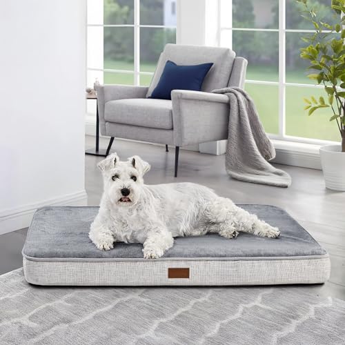 Deconovo Hundekissen für mittelgroße Hunde orthopädisches Hundebett waschbares Hundematte flauschig Dog Bed abnehmbar ergonomisches Hundebett, 91x69x8cm, Hellgrau, 1 Stück von Deconovo