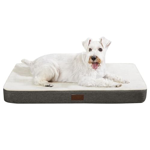 Deconovo Orthopädisches Hundebett – rutschfest & Waschbar – Flauschige Hundematte mit Abnehmbarem Bezug – Hundesofa für Gelenkschutz – 112x81x8cm, Dunkelgrau von Deconovo