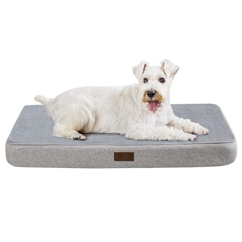 Deconovo orthopädisches Hundebett für Grosse Hunde Hundekissen waschbares Hundematte flauschig abnehmbar 112x81x8cm Hellgrau von Deconovo