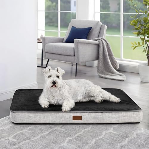 Deconovo orthopädisches Hundebett für kleine Hunde waschbares Hundekissen Hundematte flauschig Dog Bed abnehmbar Hundebetten, 76x51x8cm, Dunkelgrau, 1 Stück von Deconovo