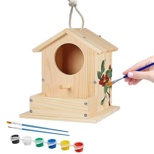 Vogelhaus-Kits für Erwachsene – Holz DIY Vogelhaus Kit – Bauen Sie es selbst Vogelhaus – Outdoor Holzbearbeitung Handwerk Freestyle Malerei – Hängendes Vogelhaus für Garten Hof Dekor Geschenke von DecorDudz