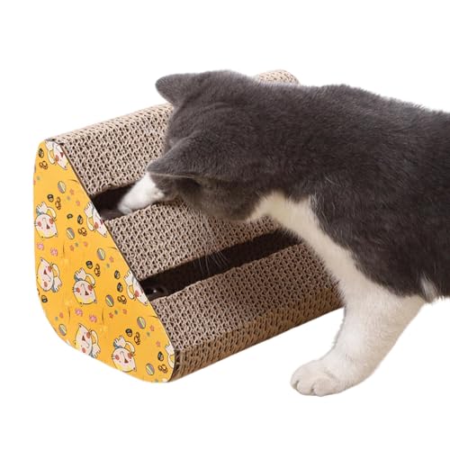 Decorhome Abgewinkelte Katzenkratzerrampe,Dreieckiger Katzenkratzer - Kratzspielzeug für Katzen - Interaktiver Katzenkratzer aus Pappe, spannendes Kratzspielzeug für Katzen, inklusive Glockenspielzeug von Decorhome