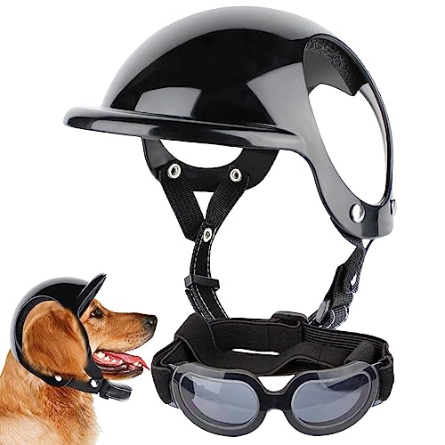 Decorhome Augenschutz für Hunde,Verstellbarer, atmungsaktiver Schutzhelm mit Augenschutz | Kleine, mittelgroße und große Hundebrille für Motorräder, tragbare Hundesonnenbrille zum Fahren von Decorhome