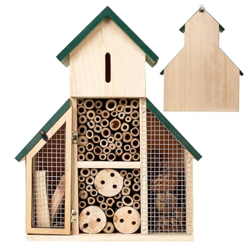 Decorhome Bienenhaus, Marienkäferhaus, Hängendes Marienkäfer-Hotel aus Holz, Dekoratives Multi-Habitat-Haus für den Hof, Gartenschutz für Marienkäfer, Florfliegen, Biene von Decorhome