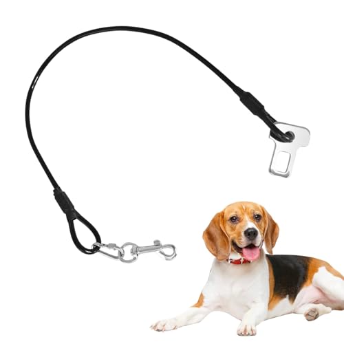 Decorhome Hunde-Sicherheitsgurt-Rückhaltesystem, kausichere Leine-Verlängerung - Kausichere Haustier-Rückhaltevorrichtung aus beschichtetem Stahlseil | Fahrzeug-Hundezubehör mit robustem Karabiner für von Decorhome