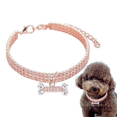 Decorhome Hundehalsband, ausgefallenes Hundehalsband | 3 Reihen Strasshalsband für Haustiere | 3 Reihen glitzernder Strassstein, eleganter Hochzeitsschmuck für Katzen und Hunde, kleines Haustier, von Decorhome