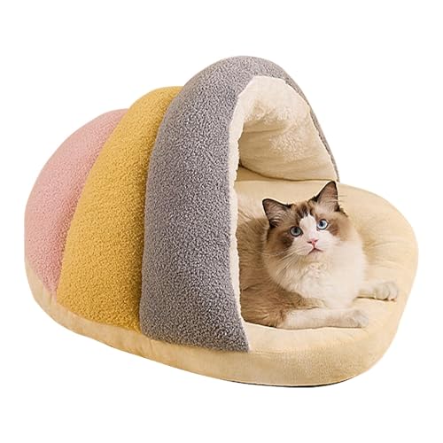 Decorhome Katzenbetthöhle – Abnehmbares Katzenversteck In Pantoffelform | Warmes Innenhaus Für Katzen | Bequemes Halbgeschlossenes Kissen Für Den -Winter | Cloud Velvet Katzenbett Für Kleine Mit von Decorhome