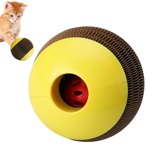 Decorhome Katzenminze-Ball – Wabenförmiges Katzen-Kauspielzeug Mit Integrierter Glocke | Katzenkratzball Für Hauskatzen | Hilft, Fettleibigkeit Und Einsamkeit Zu Reduzieren | Wellpappe-Katzenminze-Spi von Decorhome