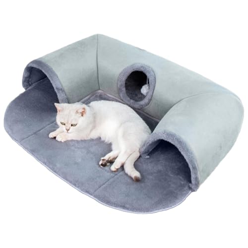 Decorhome Katzentunnel für Hauskatzen, Faltbare Katzenbetten - U-förmige Katzenhöhle, waschbar, abnehmbare Katzenbetten,Play Faltbares Haustierzubehör, saisonales Katzensofa mit Plüschball für kleine von Decorhome