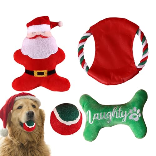 Decorhome Quietschendes Kauspielzeug für Hunde, weihnachtliches Kauspielzeug für Hunde - Kauplüschspielzeug für Weihnachtshunde, quietschend | Interaktive Flugscheibe und Spielzeugball für von Decorhome