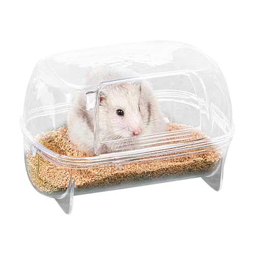 Decorhome Sandbad Für Hamster – Durchsichtige Dusche Zum Graben Von Hamstern | Grabsandbehälter, Katzentoilette Für Mäuse, Lemminge, Rennmäuse | Käfigzubehör Hamster Badezimmer Toilette | Goldene Bäre von Decorhome