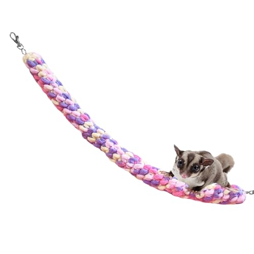 Decorhome Sugar Glider Schaukelspielzeug – 50 Cm Buntes Papageienschaukelspielzeug | Handgefertigte Baumwollseilschaukel | Käfigzubehör Für Hamster | Eichhörnchen Rennmäuse Schaukelspielzeug | Hängend von Decorhome