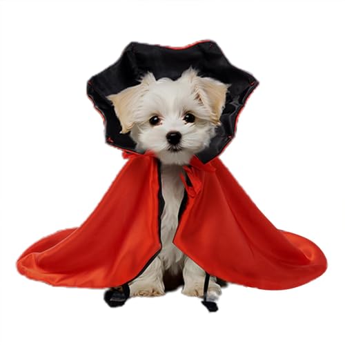 Decorhome Vampir-Umhang Für Katzen- Und Hunde-Halloween-Kostüme In Rot | Hund Halloween Umhang Cape | Haustier-Vampir-Umhang Für Hunde | Katzenmagischer Hexenumhang | Mittelgroßer Hundemantel von Decorhome