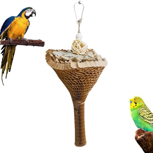 Decorhome Vogel-Kauspielzeug, Papageien-Vogelspielzeug,Vogelfutterspielzeug im Kegel-Design | Papageienspielzeug mit Haken, Spielzeug zum Zerkleinern von Vogelpapier, kaubares Papageienspielzeug für von Decorhome