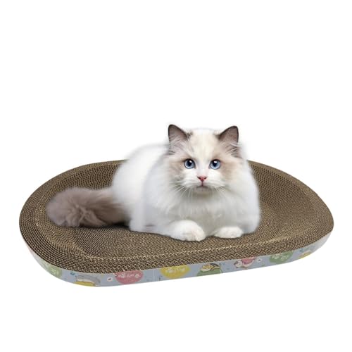 Katzenkratzbett, 2-in-1-Oval-Katzenkratzbett, Verdicktes Katzenbett, Haustier-Kratzloungebett Mit Katzenminzebett, Kuscheln Und Ausruhen, Gewellter Katzenkratzer, Langlebiges Katzenspielzeug, Verschle von Decorhome