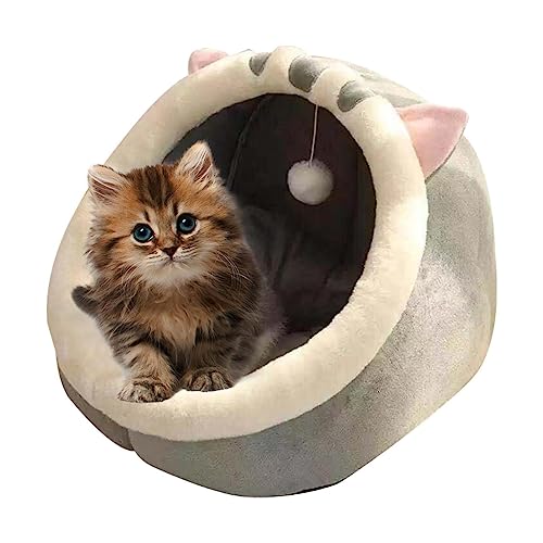 Kleines Katzenhaus - Bequeme kleine Hundebetten | Dekorative halbgeschlossene Haustierhöhle mit Hängespielzeug und Wattepad für Welpenkätzchen Decorhome von Decorhome