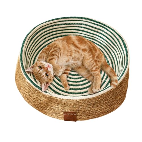 Rattan-Katzenbett – Katzenkratzbett, Rattangeflecht, Katzenliege | Weiden-Hundebett, Katzenkratzbrett | Gemütliches Kätzchenbett, Kratzbett Für Katzen | Kaninchenbett | Kleines Rattanbett Für Haustier von Decorhome