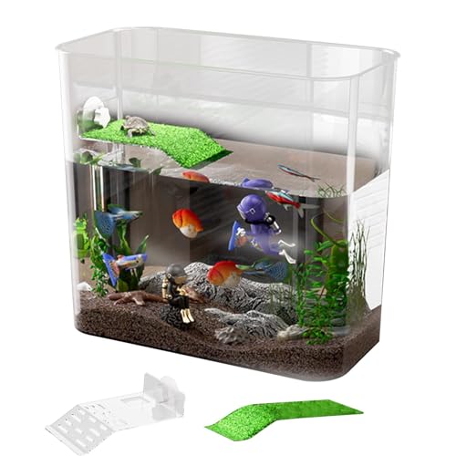 Turtle Tank - Clear Reptiles Habitat | Turtle Tank Starter | Ornamental Fish Bowl Multi-Function Areas Small Aquarium Aquarium Starter von Decorhome