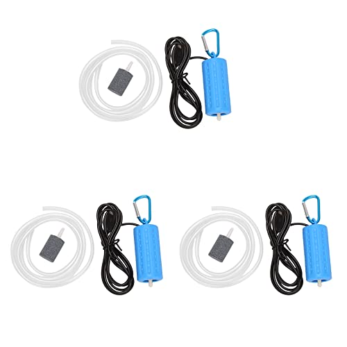 Decqerbe 3 x USB-Mini-Belüftungspumpe, Luftpumpe, Aquariumbelüfter, ultra-leise, Mini-Fischtank, zum Angeln, Sauerstoffpumpe – Blau von Decqerbe