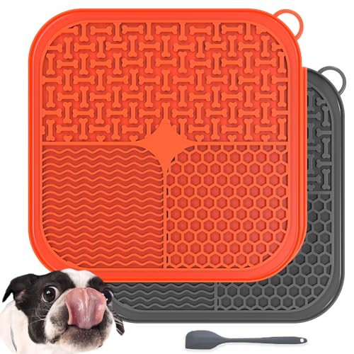 Decyam leckmatte Hund – 2 Stück Leckmatten für Hunde, schleckmatte Hund und schleckmatte Katze, Rutschfester Saugnapfboden(2 Pack+1 Spatula) von Decyam