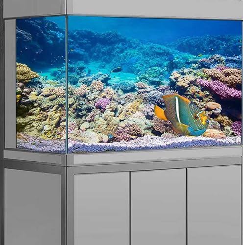 Unterwasserkorallen-Aquarium-Hintergrund, bunte Korallen-Unterwasser-Dekorationen, Hintergrund, blaues Meer-U-Boot-Landschaft, Aquarium-Hintergrund, 91,4 x 45,7 cm, Polyester-Terrarium-Hintergrund von DeeCabin