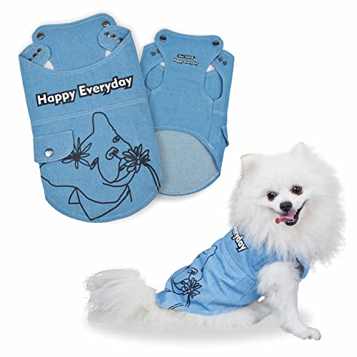 DeerBAO Haustier-Denim-Weste, blau gewaschenes Denim-Hundeunterhemd, niedlich, lustig, coole Hunde- und Katzenkleidung für kleine und mittelgroße Hunde und Katzen (XL) von DeerBAO