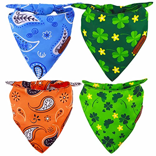 DeerBAO Hundehalstuch, St. Patrick's Day Hundehalstuch, Glücksklee, Kleeblatt, Paisley, Hundeschal, hochwertiger, langlebiger Stoff, verstellbare Passform, verschiedene Größen (XL, Paisley) von DeerBAO