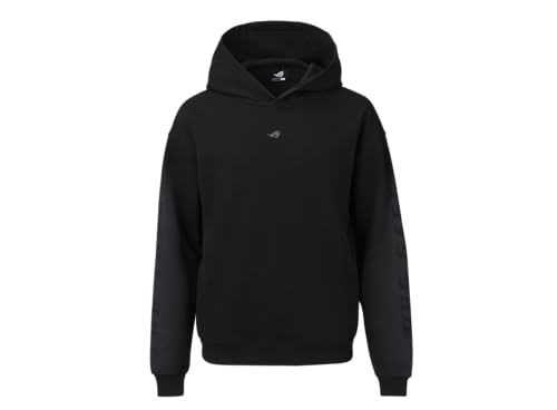 ASUS ROG Ombre CJ1003 Hoodie Black (Pullover mit Kapuze und Taschen, ROG-Logo, atmungsaktives Baumwollgemisch, Regular-Fit, schwarz) Größe XL von ASUS