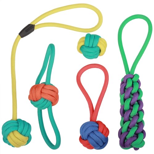 Deetenks 5 Pack Hundekauknotenseile Hundespielzeug-Sets Interaktive Hundespielzeug-Knotenseile Hundezahnschmerz-Spielzeug für Hunde (Zufällige Farbe) von Deetenks