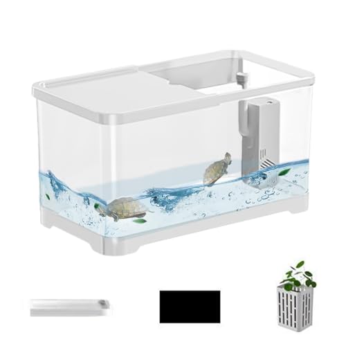 Fischtank, ABS-Fischtank-Starter-Set, vielseitiges Aquarium mit Korb, dekoratives kleines Aquarium, Salzwasser, Aquarium, kreatives stilvolles Fischaquarium für Heimdekoration von Deewar