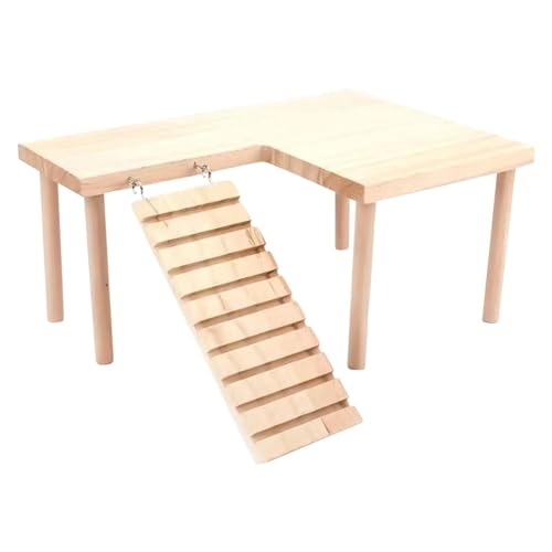 Hamsterkäfig Plattformm, Holz Hamster Leiter Spielplatz, Hamster Kletterleiter Spielzeug mit Beinen, Handgefertigtes Chinchilla Spielzeug & Rennmaus Zubehör Käfig Innendekoration für Hamster, von Deewar