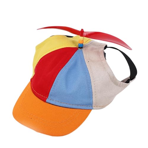 Hunde-Baseballmütze – Hundehüte mit Ohrlöchern, Regenbogen-Propellerhut für Hunde, Baumwoll-Hundekappe, Hubschrauber-Oberteil, Haustier-Outdoor-Sportmütze für kleine Hunde, Welpen, Katzen von Deewar