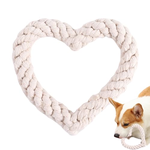 Hunde-Kauspielzeug, Baumwollseil, Valentinstag-Welpen-Wurfspielzeug, weiches Haustier-Herz-Beißspielzeug, langlebiges Valentinstag-Hundespielzeug, Herz-Seil für kleine, große Hunde, Kauen, Hundetraini von Deewar