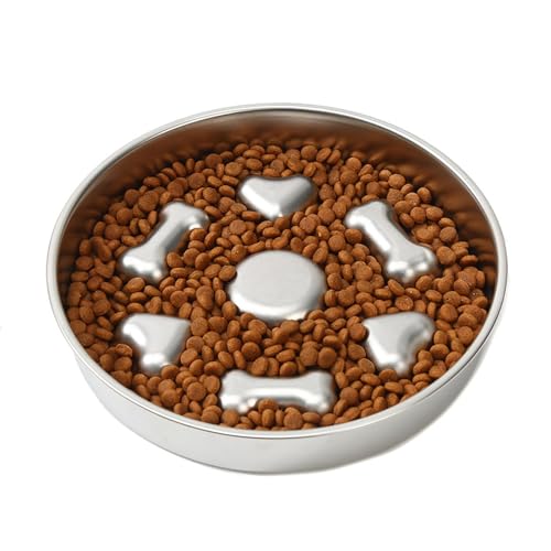 Hundenapf – Slow Eater Hundenapf | Edelstahl Hund Slow Eating Napf Hund Puzzle Slow Feeder Bowl Hund Slow Feeder Bowl für schnelle Fresser verlangsamt das Fressen von Hundefutter und Wassernäpfen von Deewar