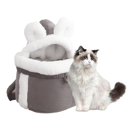 Katzentasche, Doppeltasche, süße Katzen-Reisetasche, verstellbar, Samt, gemütlich, bequem, haarbeständig, Haustier-Reisetasche, warmer Kätzchen-Reiserucksack für kleine Hunde und Indoor-Katzen von Deewar